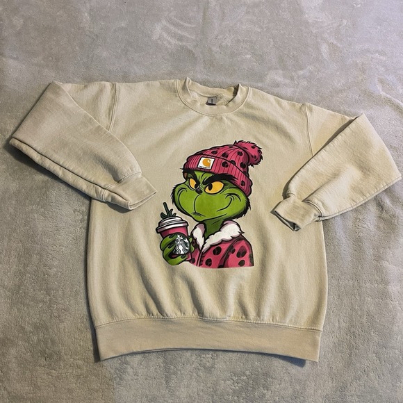 Gildan Other - Carhartt Sweatshirt Adult Small Beige Crew Neck‎ Pullover Sweater Workout Gym